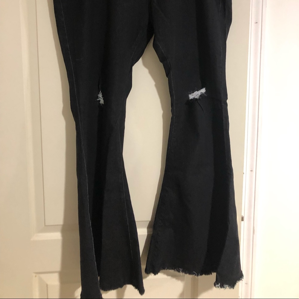 Black distressed bell bottoms